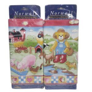 Vintage New Norwall Wallpaper Borders Teddy Bear Farm Animals 5 Yds  2 Packages